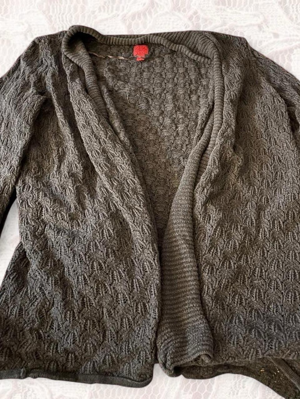 Vintage 2000s black cable knit cardigan